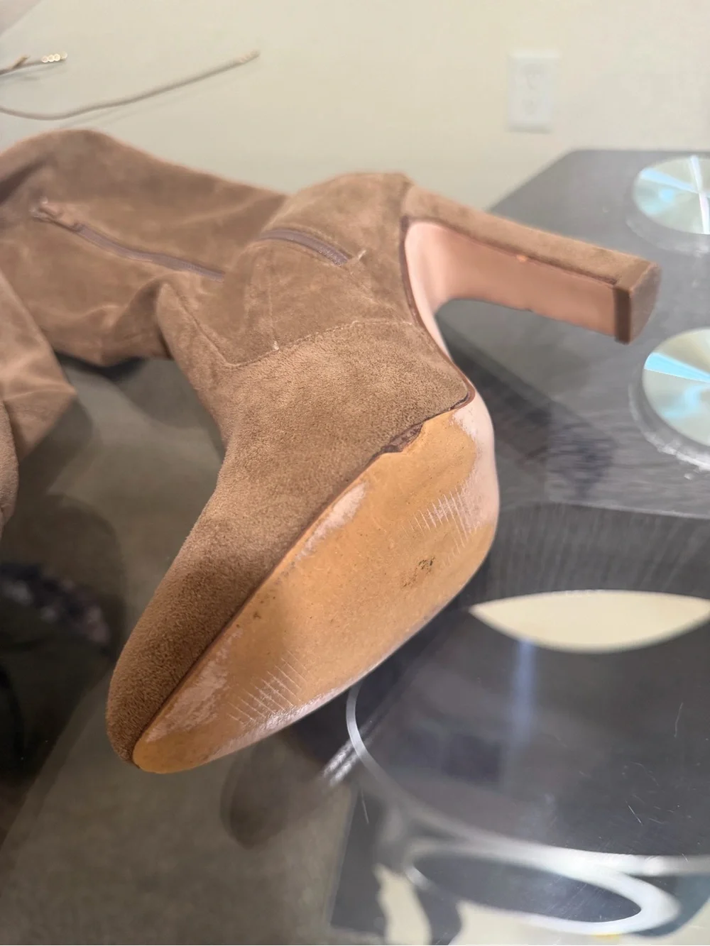 Women's Over-The-Knee Suede Block Heel Boots - Brown